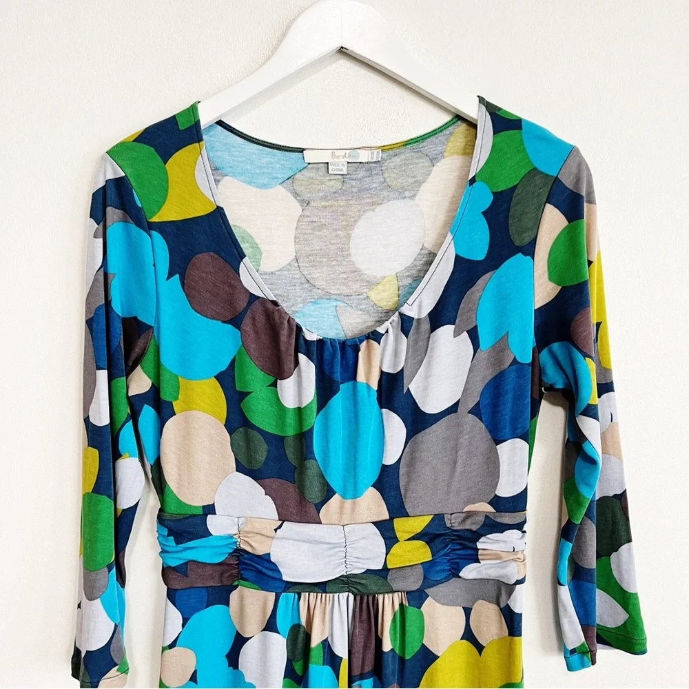 BOGO! Boden Ruched Jersey Dress Abstract Dot Print 10 - Picture 3 of 9
